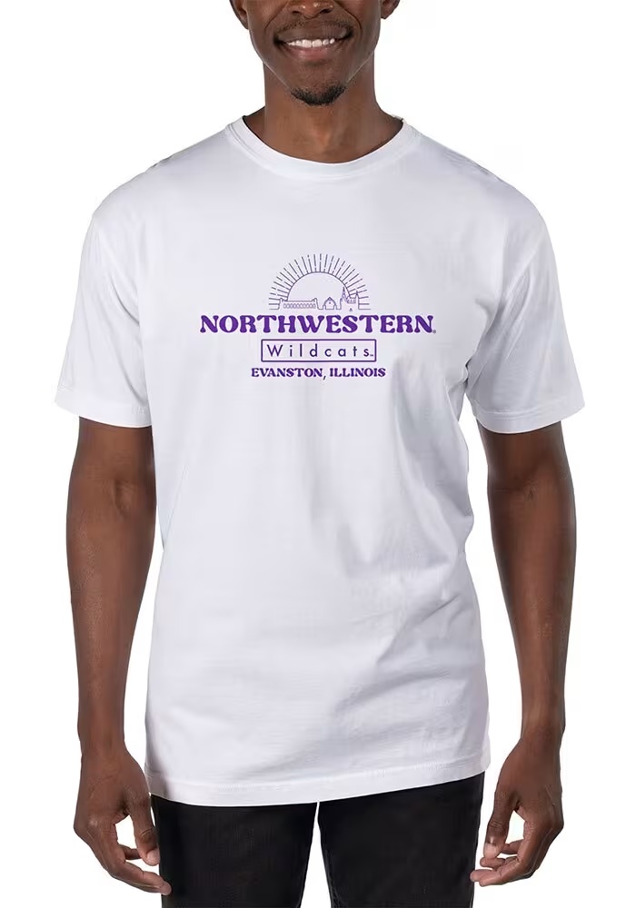 Northwestern Wildcats White Uscape Garment Dyed Logo Short Sleeve T Shirt