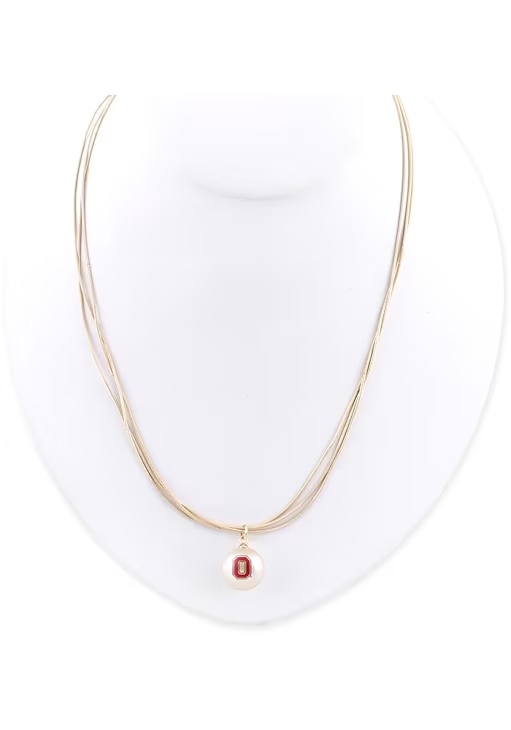 Pearl Logo Ohio State Buckeyes Womens Necklace - Red