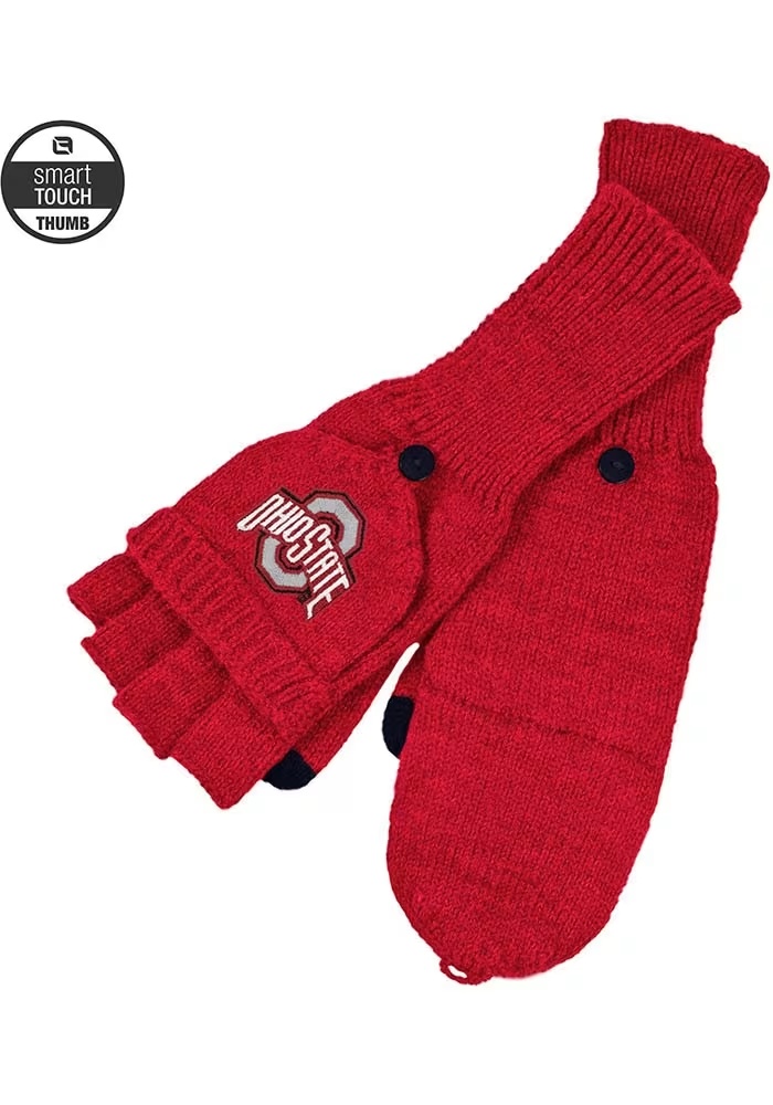 Ohio State Buckeyes LogoFit Knit Flip-top Mittens Womens Gloves - Red