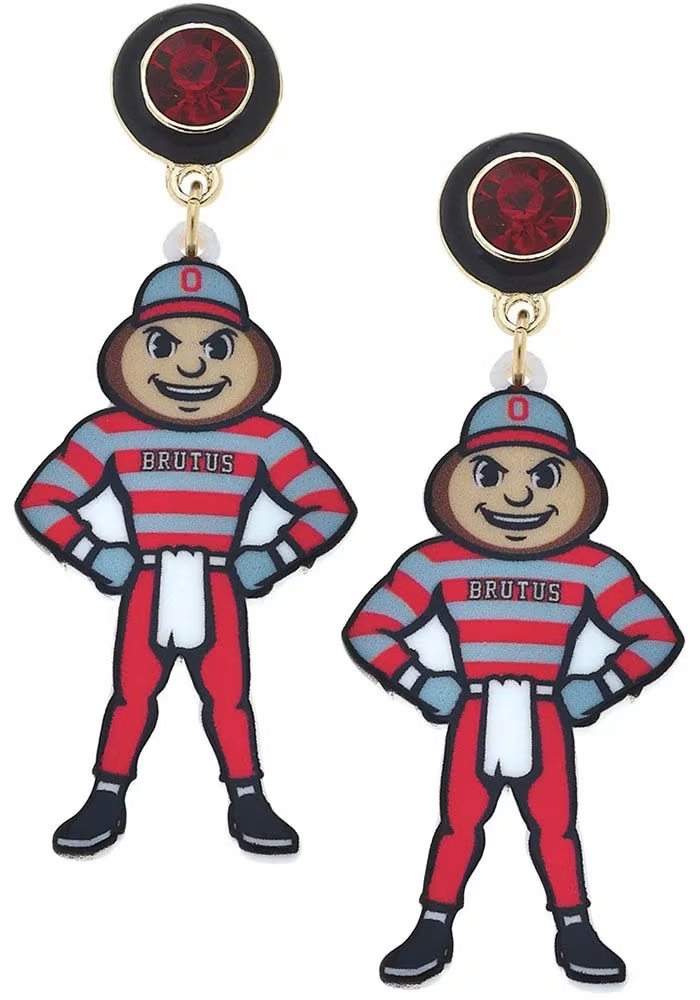 Mascot Ohio State Buckeyes Womens Earrings - Red