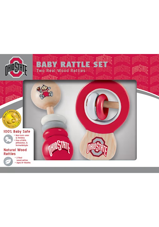 Wood Ohio State Buckeyes Baby Rattle - Red