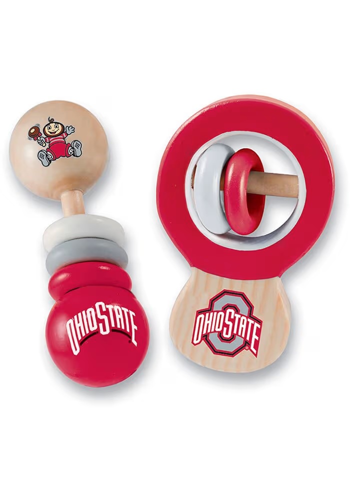 Wood Ohio State Buckeyes Baby Rattle - Red
