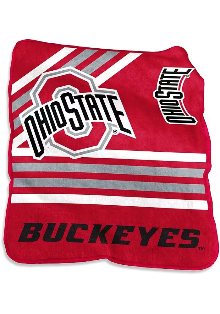 Ohio State Buckeyes Red Logo Brands Team Color Raschel Throw Blanket
