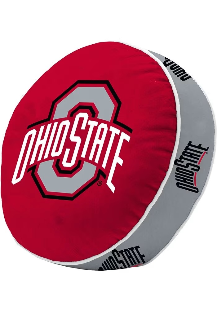 Buckeyes Red Logo Brands Puff Throw Pillow