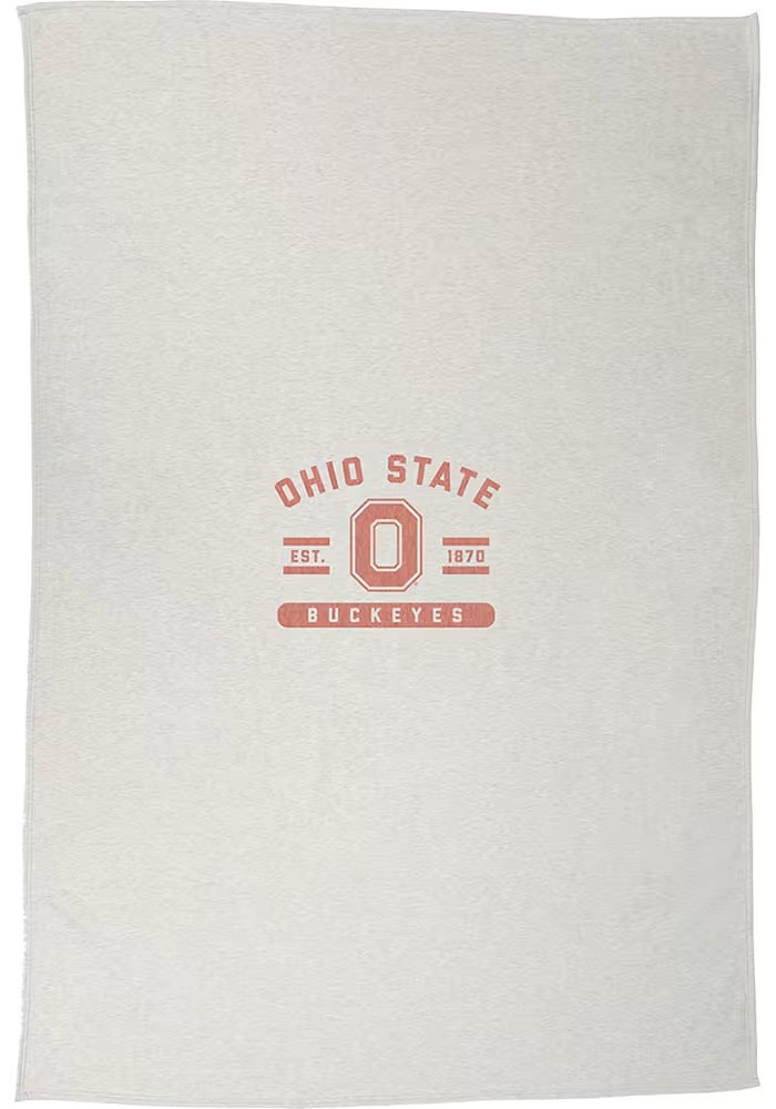 Buckeyes Oatmeal Logo Brands Sublimated Sweatshirt Blanket