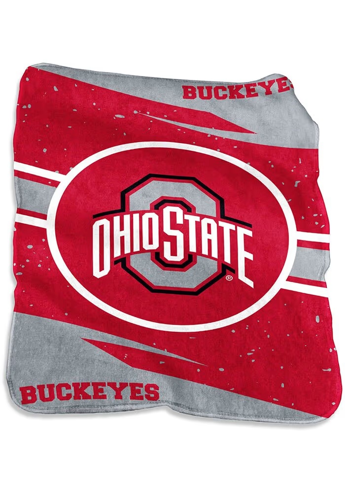 Ohio State Buckeyes Red Logo Brands Circle Raschel Throw Blanket