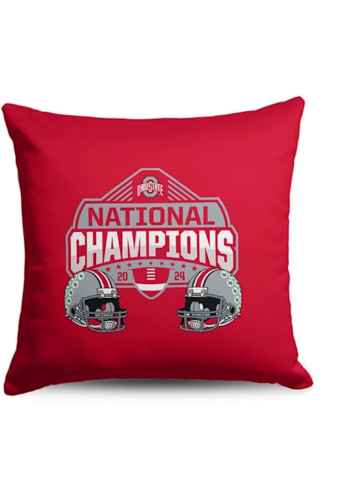 Red Buckeyes 2024 Football National Champions Stance Throw 18X18 Throw Pillow