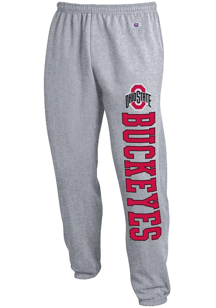 Mens Ohio State Buckeyes Grey Champion Banded Bottom Sweatpants