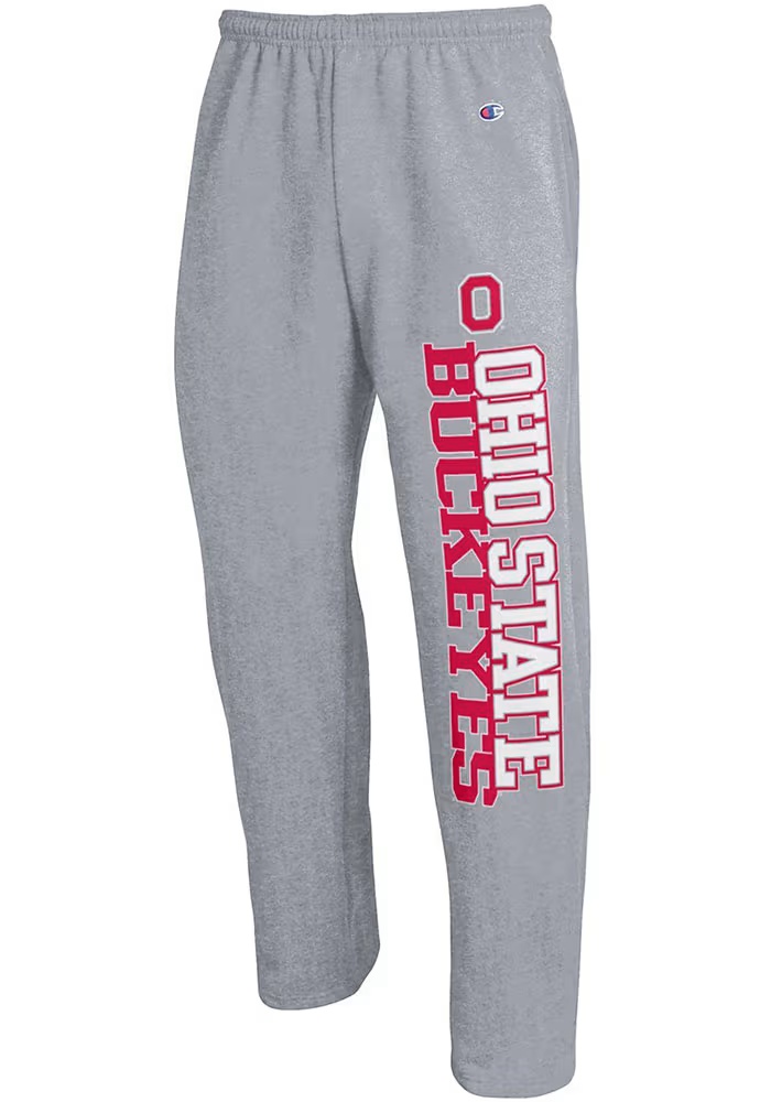 Mens Ohio State Buckeyes Grey Champion Open Bottom Sweatpants