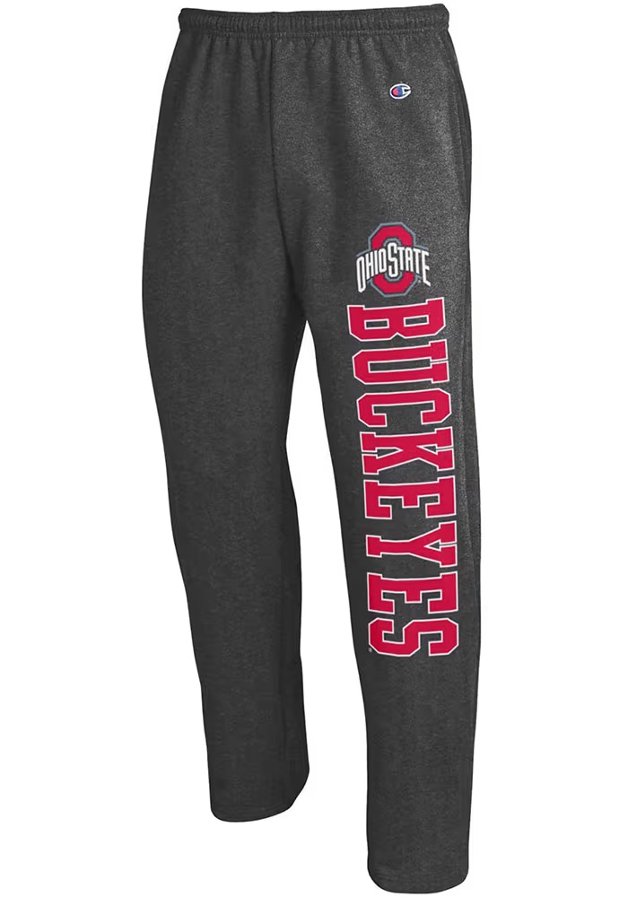 Mens Ohio State Buckeyes Charcoal Champion Open Bottom Sweatpants
