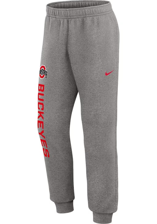Mens Ohio State Buckeyes Grey Nike Club Fleece Sweatpants