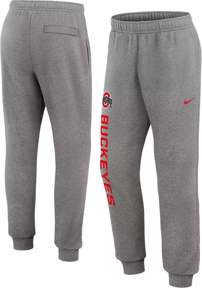 Mens Ohio State Buckeyes Grey Nike Club Fleece Sweatpants