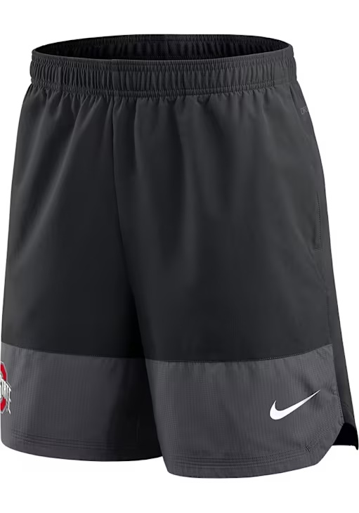 Mens Ohio State Buckeyes Black Nike Dri-Fit Woven Shorts
