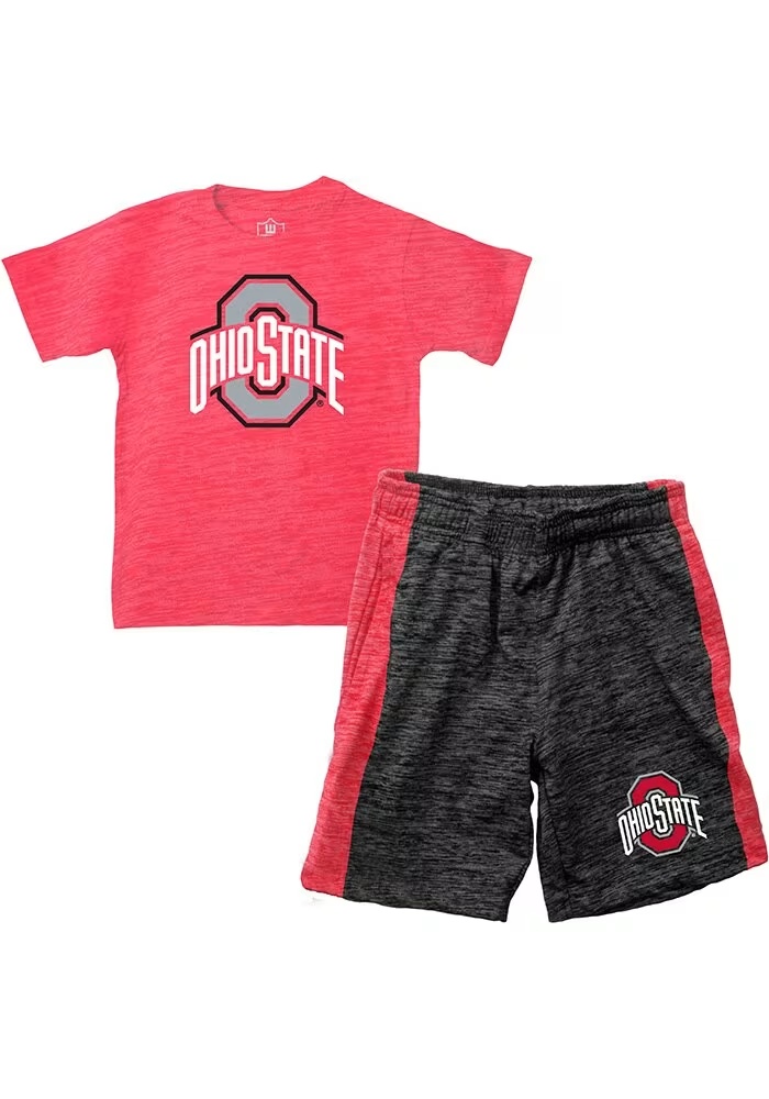 Boys Ohio State Buckeyes Red Wes and Willy Cloudy Yarn Shorts