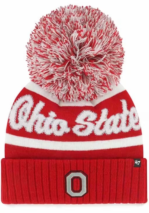 Ohio State Buckeyes 47 Spirited Cuff Pom Womens Knit Hat - Red