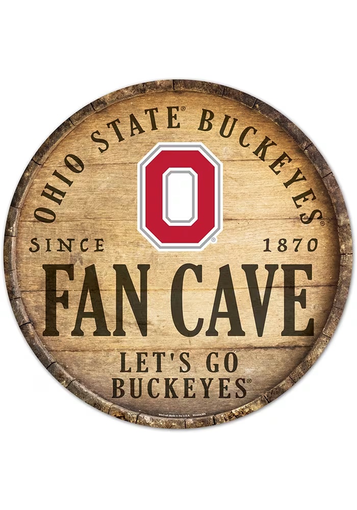 Red Ohio State Buckeyes Round Fan Cave Sign - Official Big Ten ...