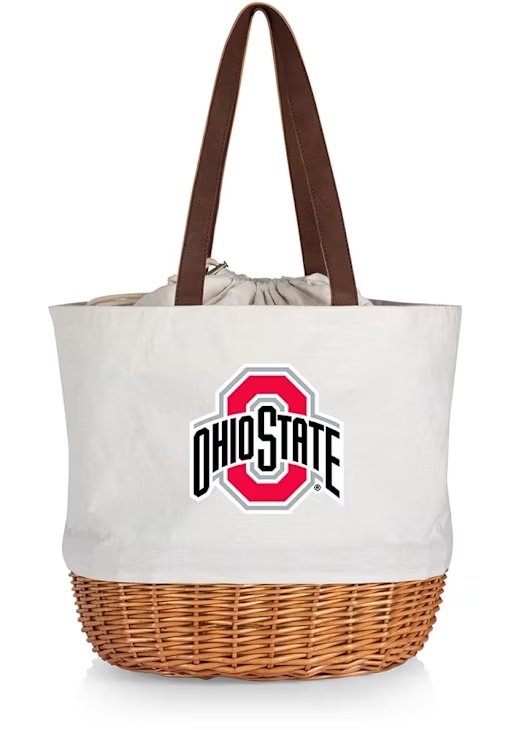 Ohio State Buckeyes Picnic Time Coronado Basket Tote Bag - Beige