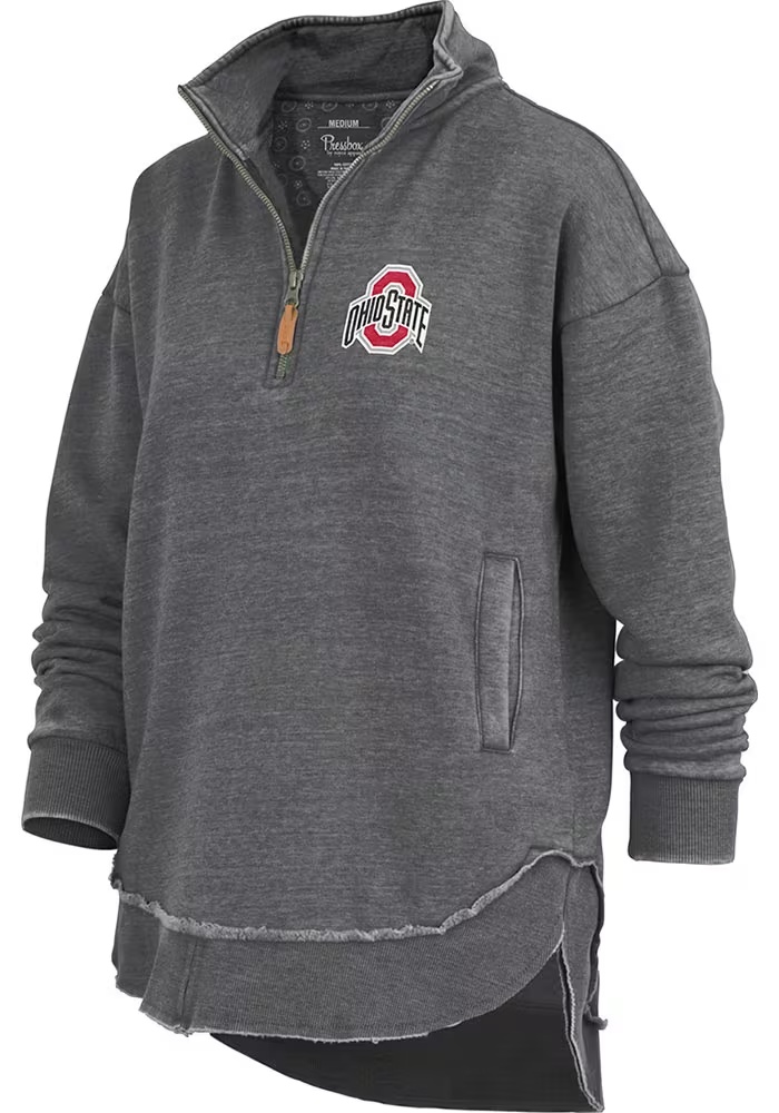 Womens Ohio State Buckeyes Black Pressbox Northfork Qtr Zip
