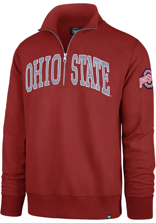 Mens Ohio State Buckeyes Red 47 Striker Qtr Zip Fashion Pullover