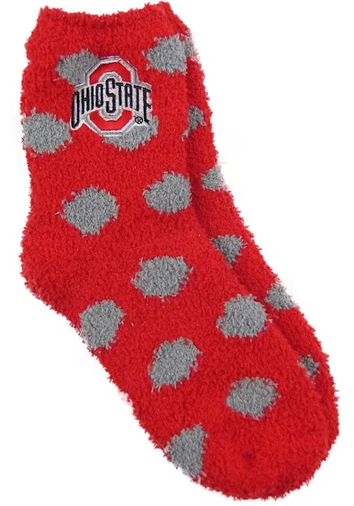 Reverse Fuzzy Dot Ohio State Buckeyes Womens Quarter Socks - Red