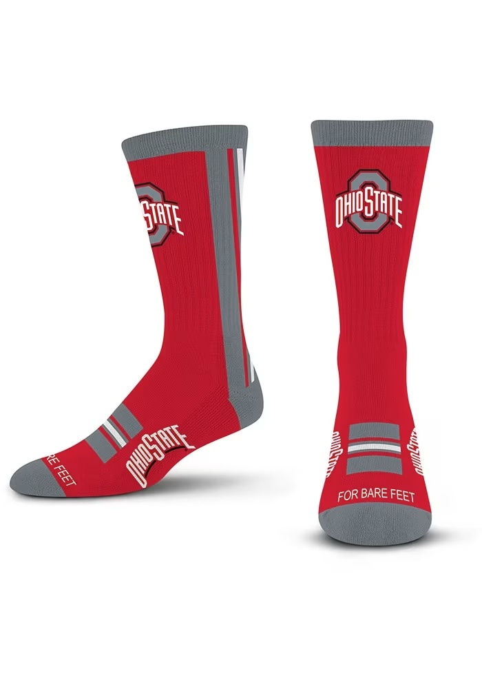Throwback Ohio State Buckeyes Mens Crew Socks - Red
