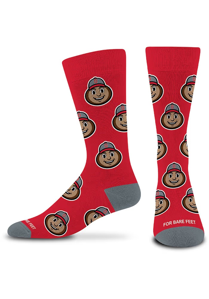 Allover Brutus Ohio State Buckeyes Mens Dress Socks - Red