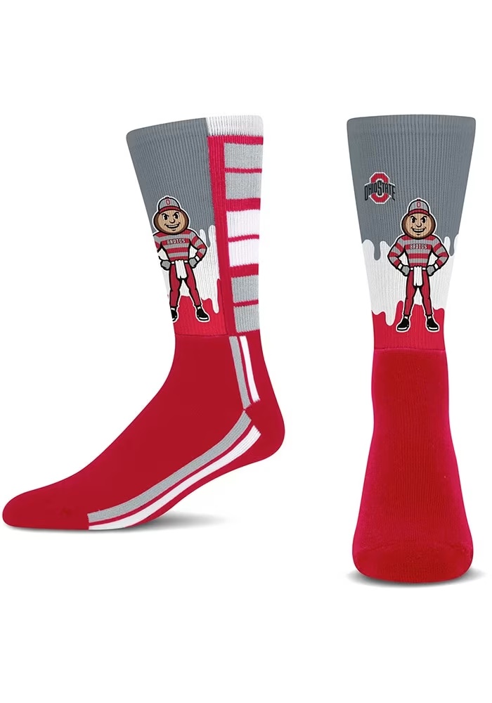 Mascot Drip Ohio State Buckeyes Mens Crew Socks - Red
