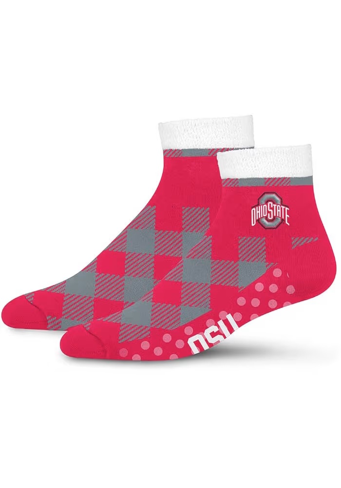 Cozy Buff Ohio State Buckeyes Womens Quarter Socks - Red