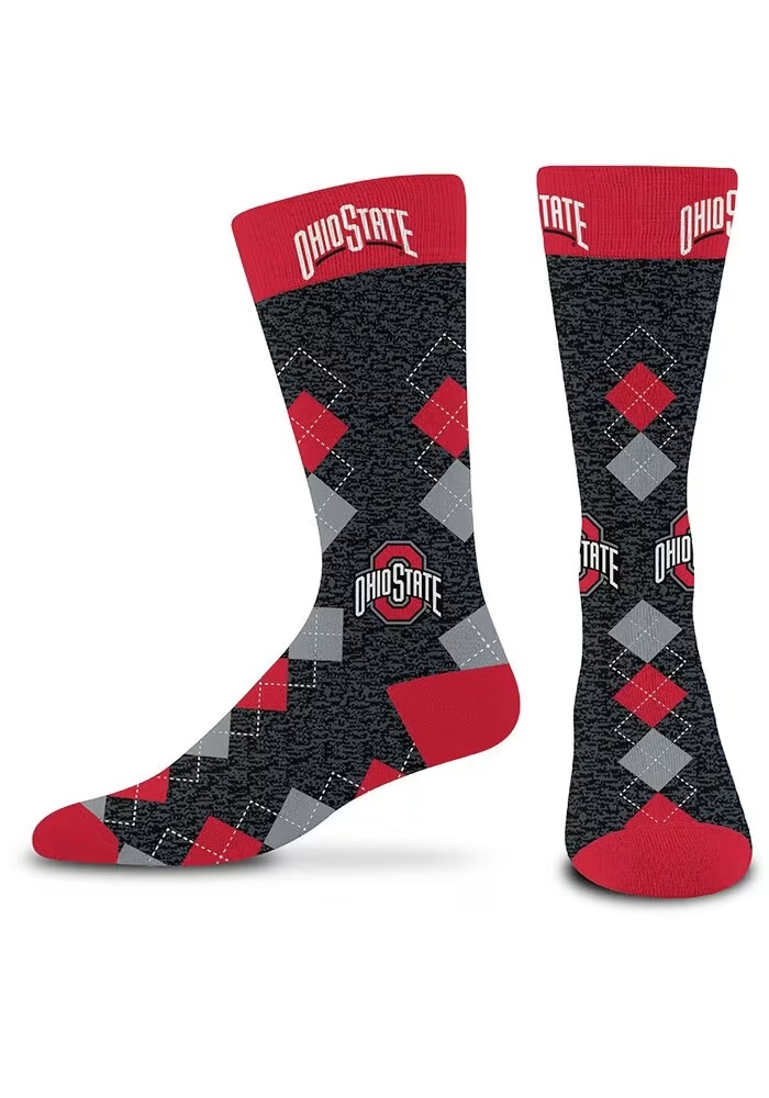 Fan Nation Classic Ohio State Buckeyes Mens Argyle Socks - Charcoal