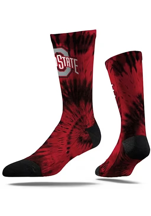 Ohio State Buckeyes Strideline Tie Dye Mens Crew Socks - Red