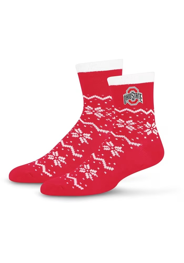160 Snowflake Lane Ohio State Buckeyes Womens Quarter Socks - Red
