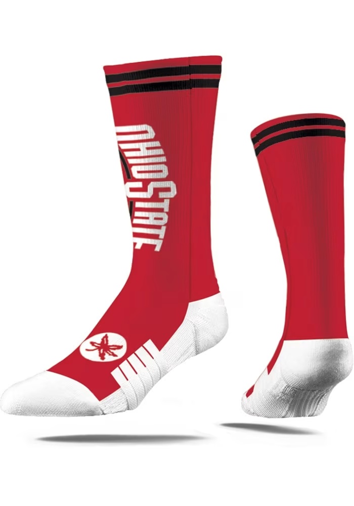 Ohio State Buckeyes Strideline Script Mens Crew Socks - Red