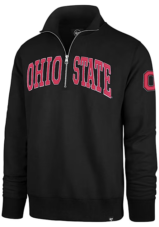 Mens Ohio State Buckeyes Black 47 Striker Qtr Zip Fashion Pullover