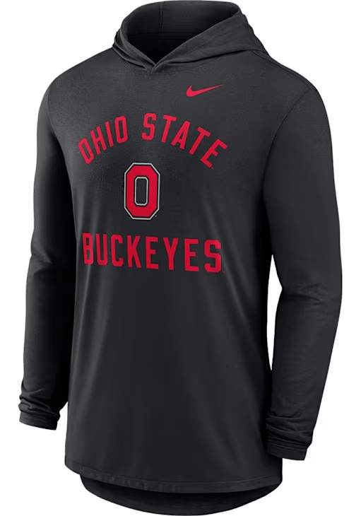 Mens Ohio State Buckeyes Black Nike Arch Lightweight Hooded Sweatshirt