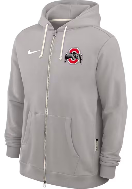 Mens Ohio State Buckeyes Grey Nike Dri-Fit Long Sleeve Zip