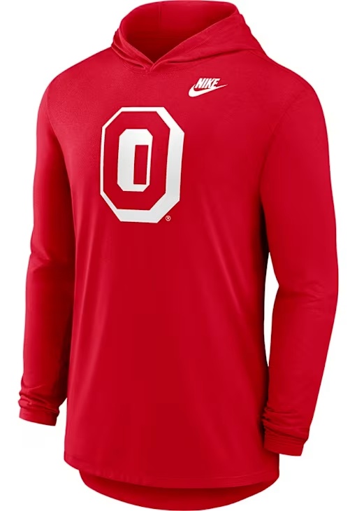 Mens Ohio State Buckeyes Red Nike Legacy Lightweight Hooded Sweatshirt