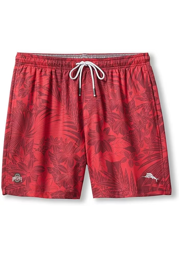 Mens Ohio State Buckeyes Red Tommy Bahama SPORT NAPLES Swim Trunks