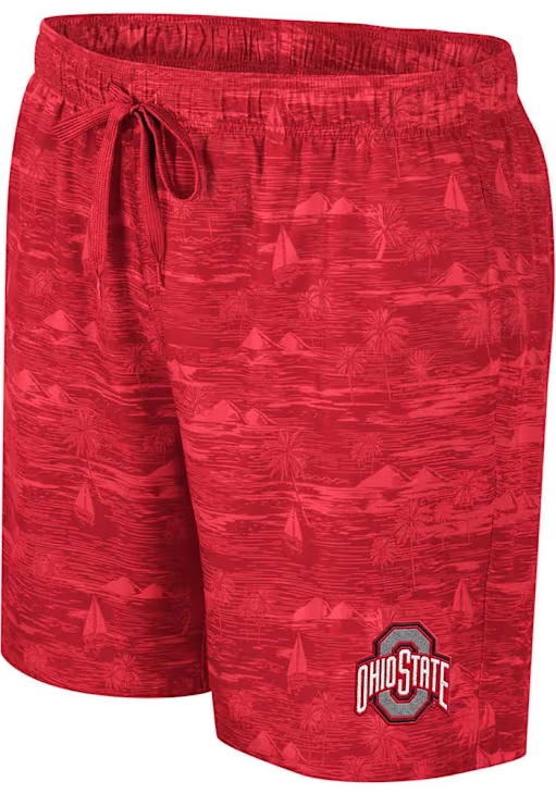 Mens Ohio State Buckeyes Red Colosseum Ozark Swim Trunks