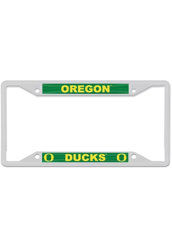 Oregon Ducks White  Metal License Plate Frame