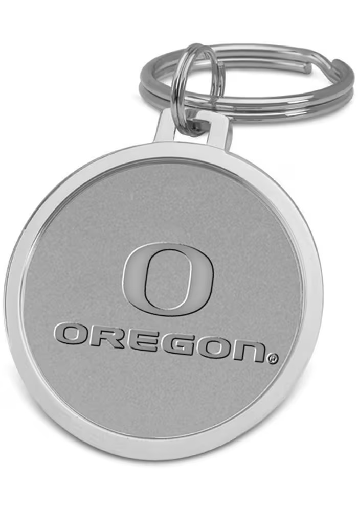 Silver Oregon Ducks Silver Medallion Keychain