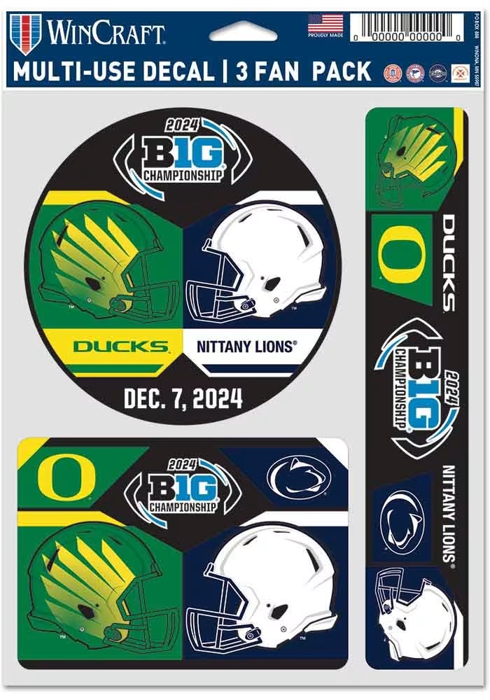 Oregon Ducks Blue  2024 Big Ten Football Championship Dueling 3pk Decal