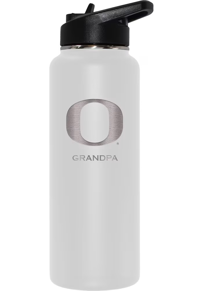 White Oregon Ducks Grandpa 34oz Stainless Steel Bottle