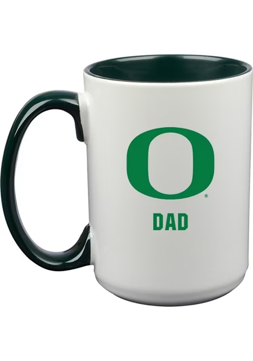 White Oregon Ducks Dad 15oz Ceramic Mug