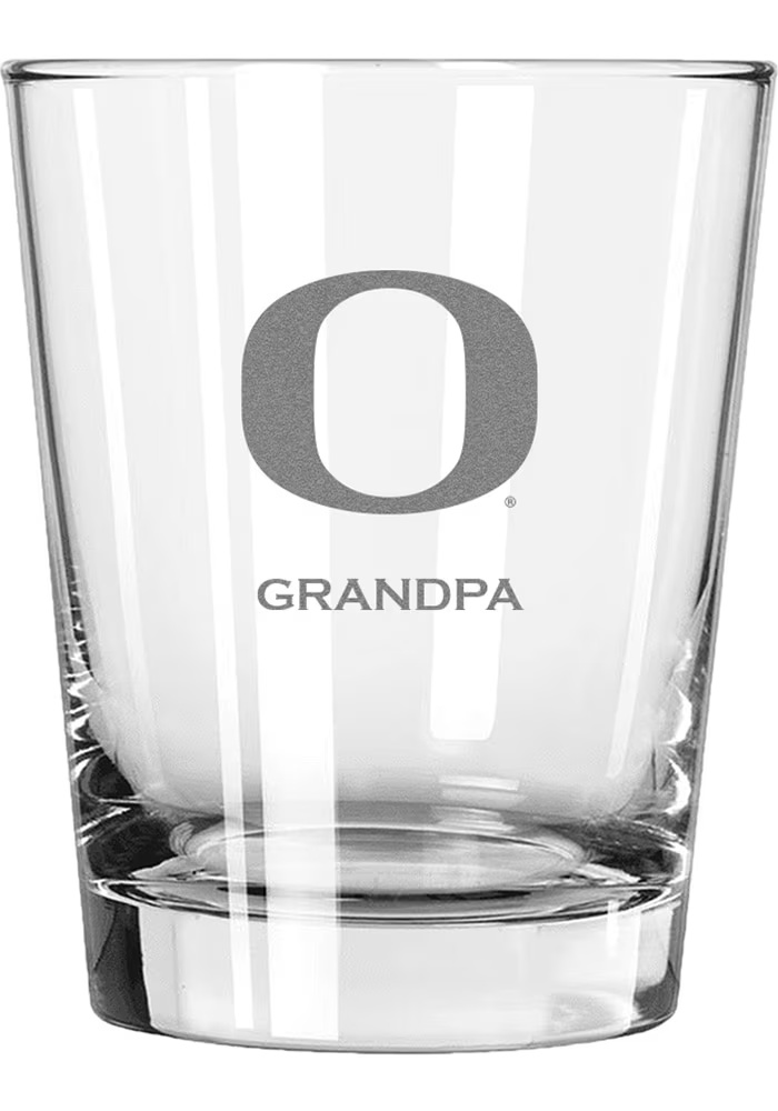 White Oregon Ducks Grandpa 15oz Rock Glass