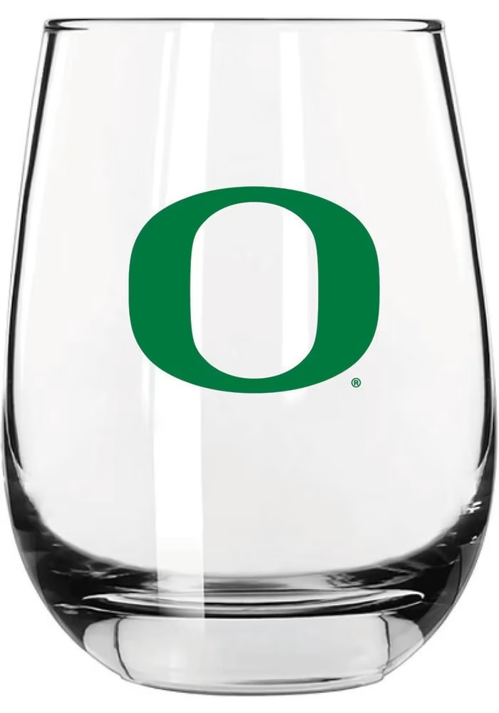 White Oregon Ducks 16oz Stemless Wine Glass