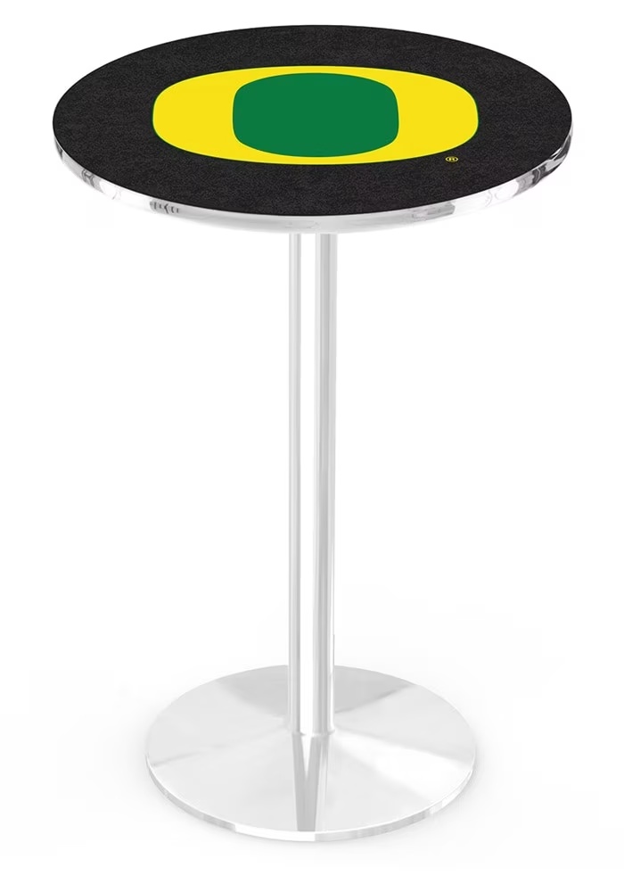 Silver Oregon Ducks Chrome Round Base Pub Table