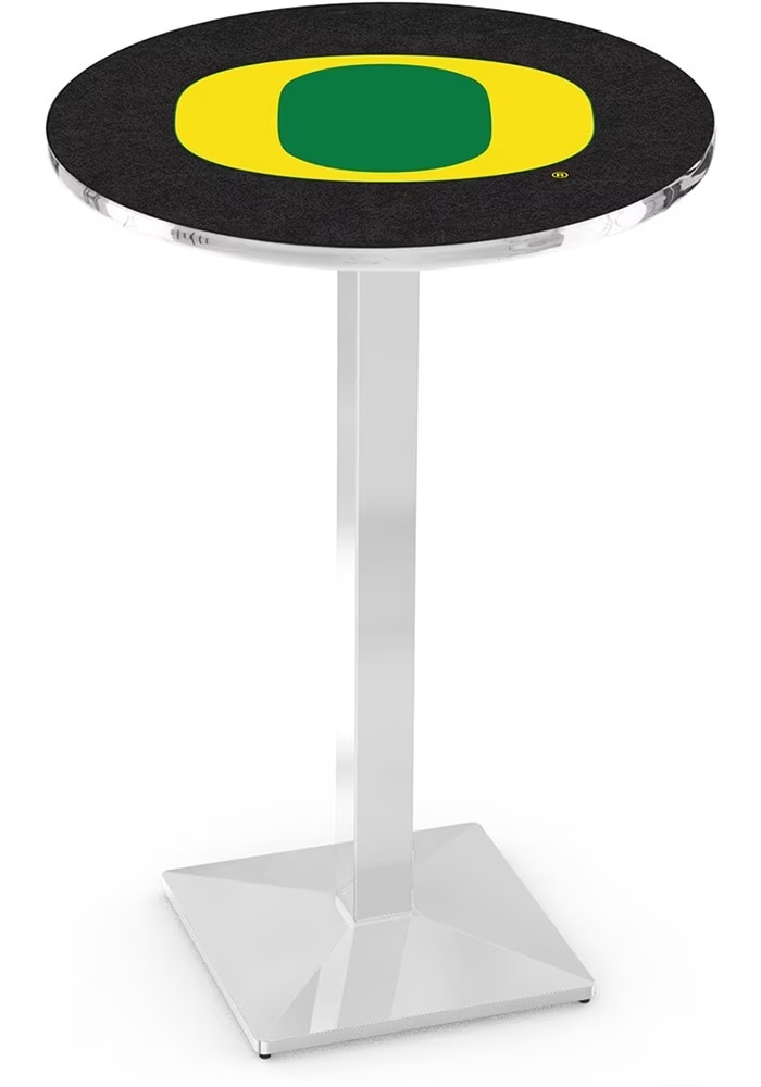 Silver Oregon Ducks Chrome Square Base Pub Table