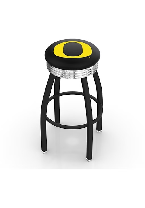 Black Oregon Ducks 3 Ring Chrome Seat Pub Stool