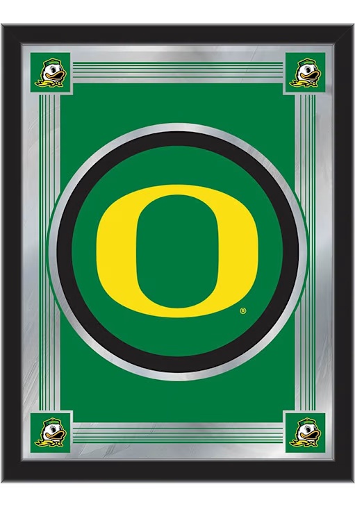Black Oregon Ducks Logo Hanging Back Bar Mirror