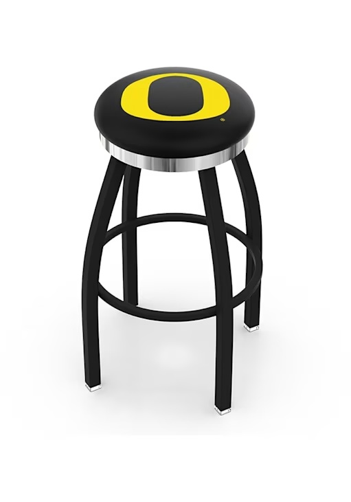 Black Oregon Ducks Chrome Seat Pub Stool
